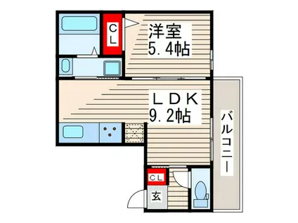 ホライゾンII(1LDK/2階)の間取り写真