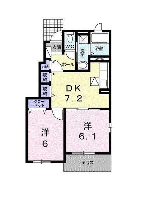 グレイス VILLA II(2DK/1階)の間取り写真