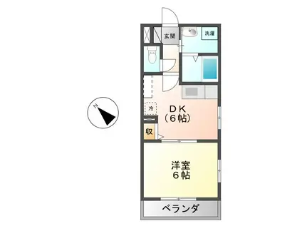 プリミエール川名(1DK/1階)の間取り写真