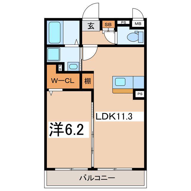 パークサイドメゾン小瀬(1LDK/1階)の間取り写真
