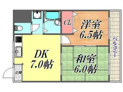 ベアコート塚口(2DK/3階)の間取り写真