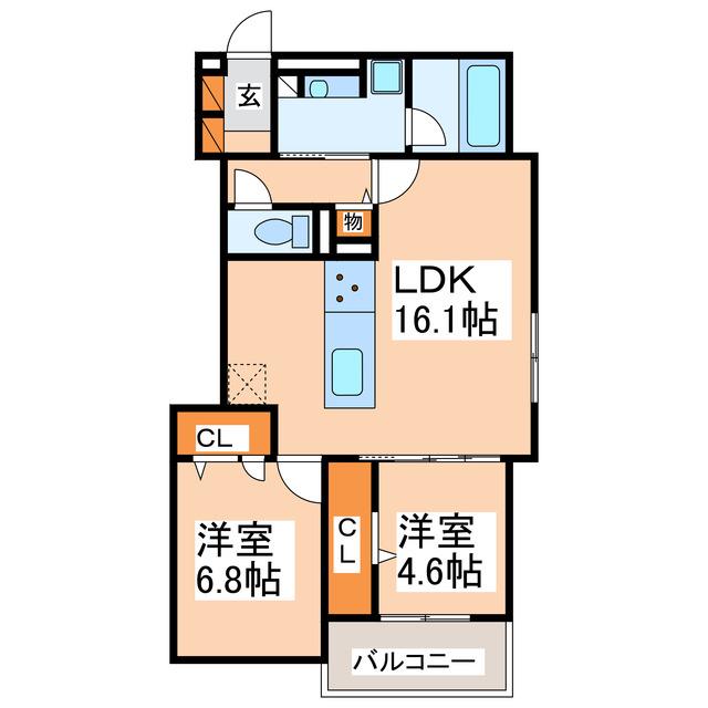 CREST COURT(2LDK/3階)の間取り写真
