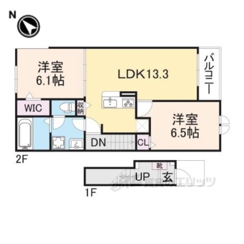 サニータウン横田Ⅰ(2LDK/2階)の間取り写真