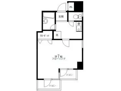 アン・ドゥ ミール駒沢(1K/4階)の間取り写真