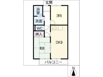 フォーシーズ(2DK/1階)の間取り写真