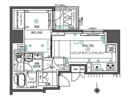 ZOOM秋葉原ノース(1LDK/4階)の間取り写真