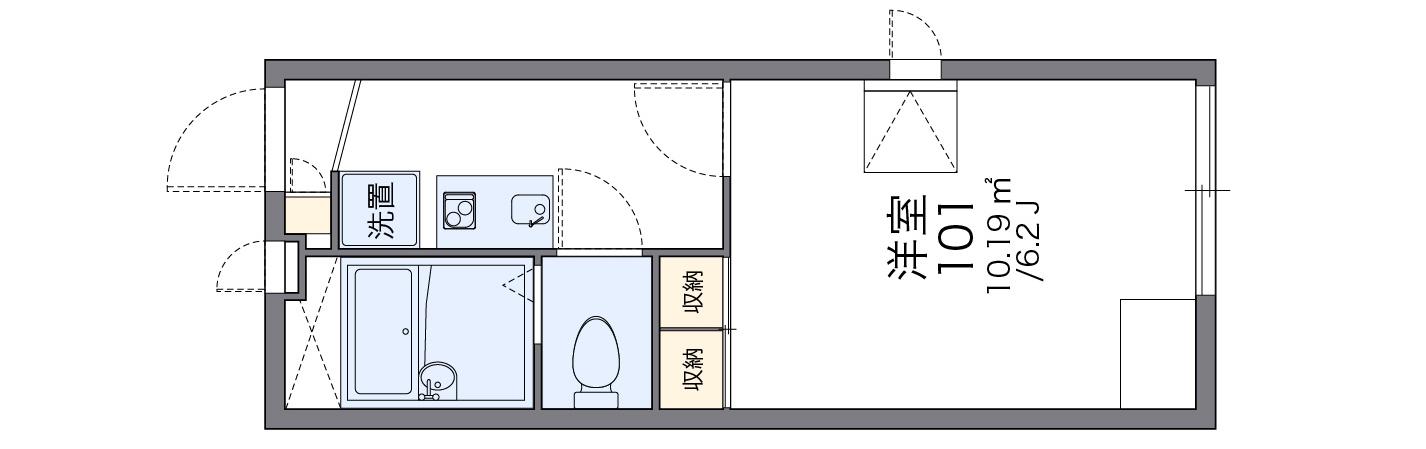 レオパレスハーバー東出町(1K/1階)の間取り写真