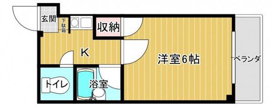 祇園ラフィーネ(1K/3階)の間取り写真