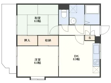 アパルタメントK(2DK/2階)の間取り写真