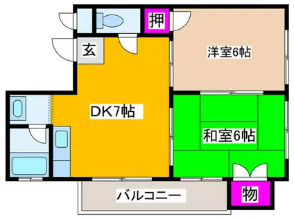 プラザ三国ヶ丘(2DK/4階)の間取り写真