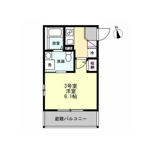 ベイルームDINO桜ヶ丘(1K/2階)の間取り写真