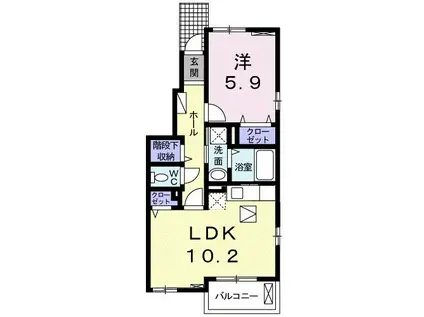 パストラル・デュオ II(1LDK/1階)の間取り写真