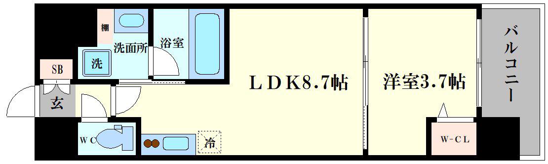 アーバネックス難波ウエスト(1LDK/4階)の間取り写真