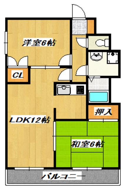 プラチナKODAヒルズ(2LDK/8階)の間取り写真