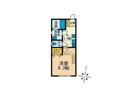 レゴリス湘南(1K/1階)の間取り写真