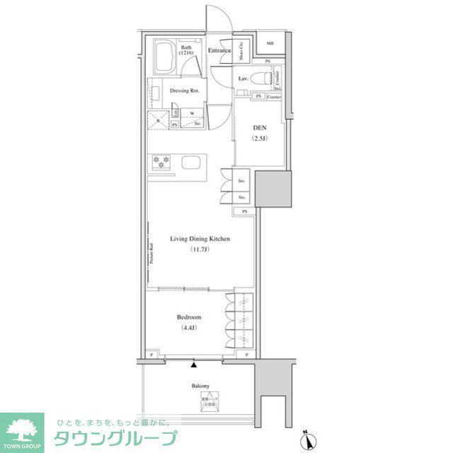 ザ・パークハビオ北千住(1LDK/8階)の間取り写真