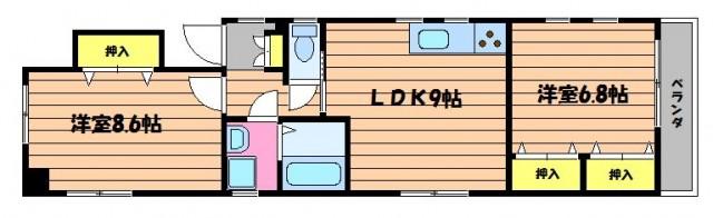 オアシス伍番館(2LDK/1階)の間取り写真