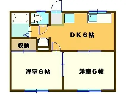 八代ハイツ(2DK/1階)の間取り写真
