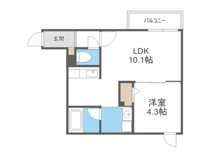 オルセー北17条(1LDK/4階)の間取り写真
