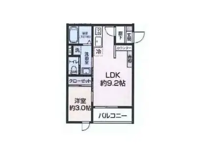 STORIA北方(1LDK/1階)の間取り写真