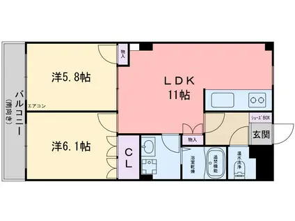 セレーノ コート(2LDK/1階)の間取り写真
