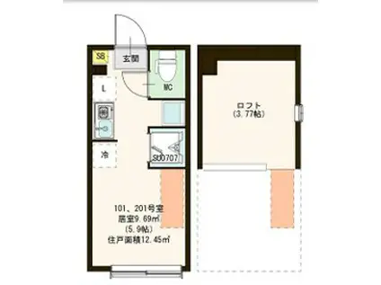 アリビオ下井草(ワンルーム/1階)の間取り写真