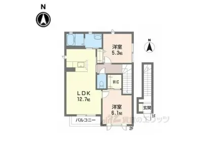 ユーハイツ(2LDK/2階)の間取り写真