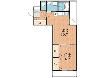 へーベル桜川(1LDK/4階)の間取り写真