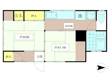 ルミエール(2K/1階)の間取り写真