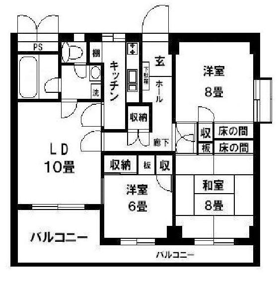 ハイツリヴァ・スター(3LDK/6階)の間取り写真