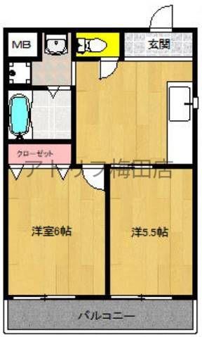 フォレスタ本庄(2DK/3階)の間取り写真