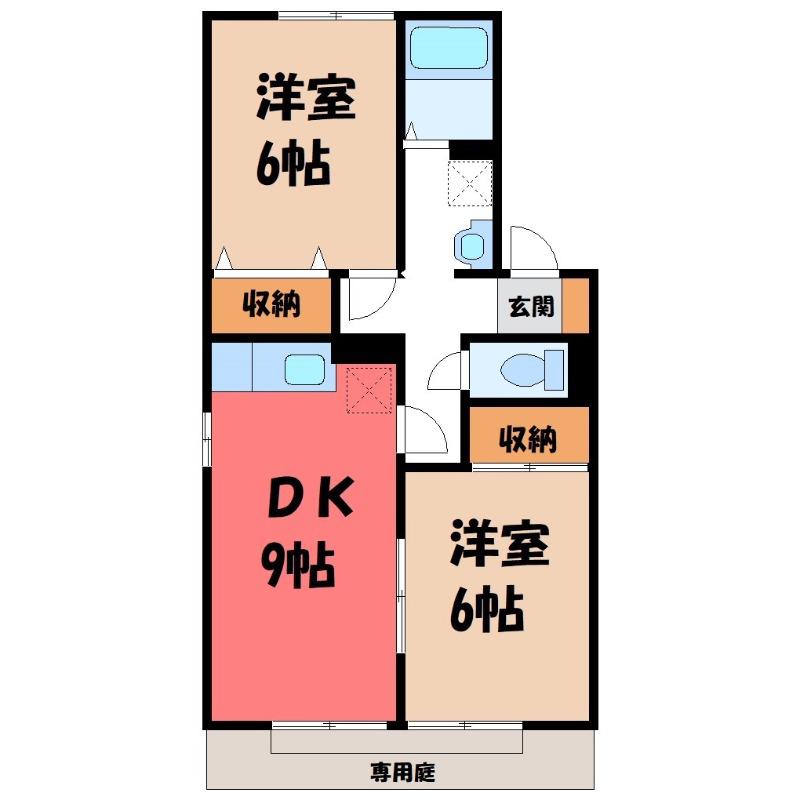 エクレールA(2DK/1階)の間取り写真