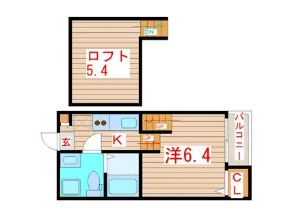 グローリー宮町(1K/1階)の間取り写真