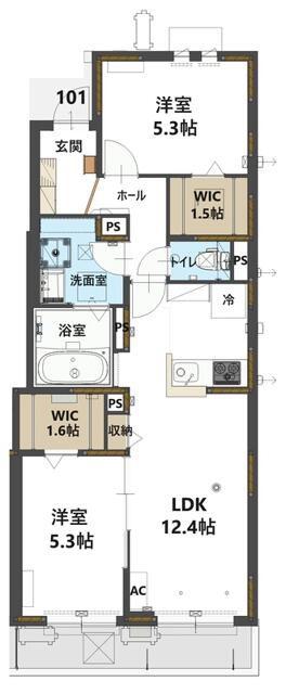 ラ メゾン パルフェ(2LDK/1階)の間取り写真