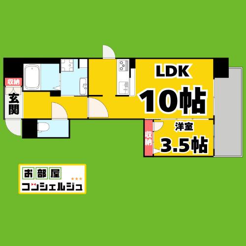 グランシャリオ栄(1LDK/2階)の間取り写真