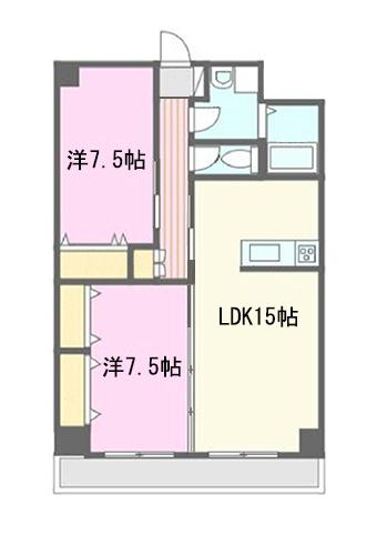 MP X番館(2LDK/3階)の間取り写真