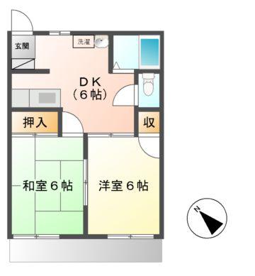 御殿山コーポ(2DK/1階)の間取り写真
