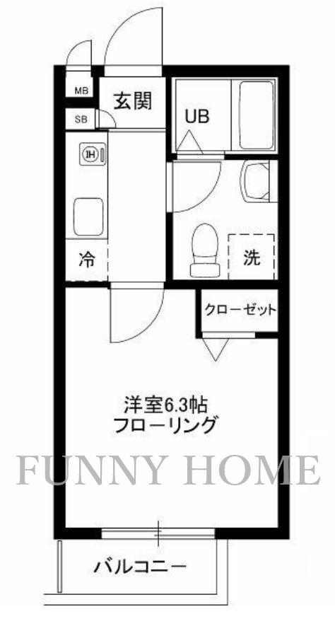 フェリース桜新町(1K/2階)の間取り写真