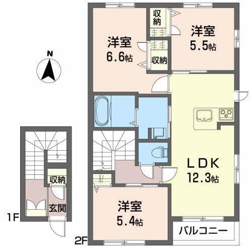 リラフォート富貴(3LDK/2階)の間取り写真