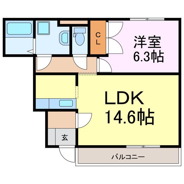 シャルマンコートA棟(1LDK/1階)の間取り写真