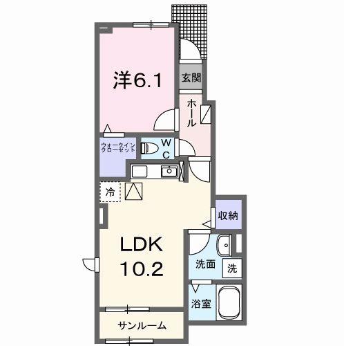 ミナ タウン(1LDK/1階)の間取り写真