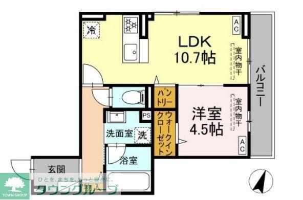 D PAINA ODORIBA(1LDK/2階)の間取り写真