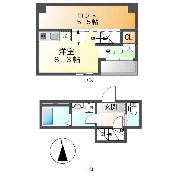 RADIANCE浜(ワンルーム/2階)の間取り写真