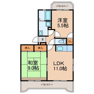 ハイツおゆみ野II(2LDK/3階)の間取り写真