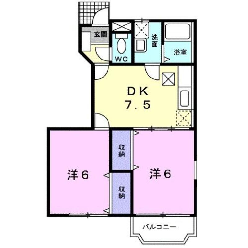 レジデンス オリーブ II(2DK/1階)の間取り写真