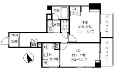 ファインクレスト上目黒(1LDK/3階)の間取り写真