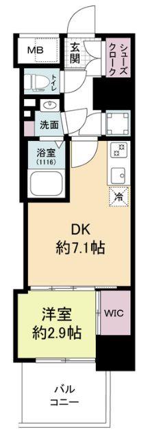 セレニテ神戸ミラク(1DK/9階)の間取り写真