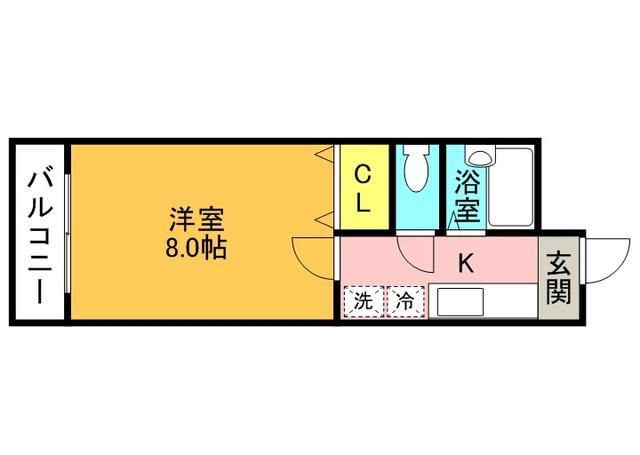 パセオ高須(1K/2階)の間取り写真