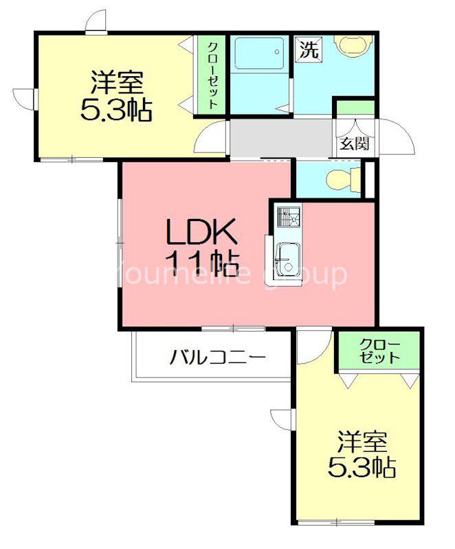 プルメリア(2LDK/3階)の間取り写真