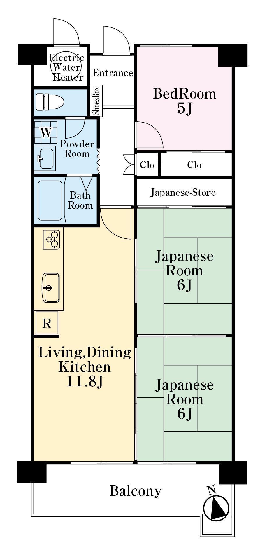 エクレール郡山弐番館(3LDK/7階)の間取り写真